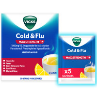 Vicks Cold & Flu Max Strength Lemon Hot Drink Sachets