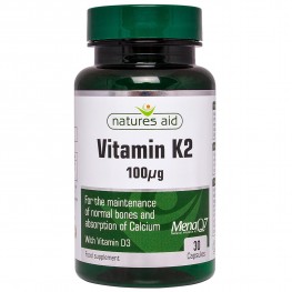 Natures Aid Vitamin K2 (100ug) Menaq7 (With Vitamin D3) (Suitable For Vegetarians & Vegans)