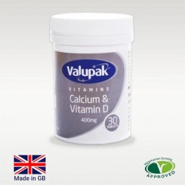 Valupak Calcium & Vitamin D 400mg Tabs 30'S
