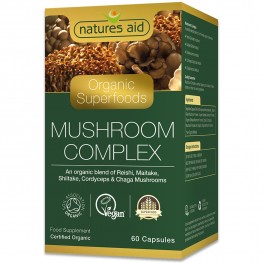 Natures Aid Organic Mushroom Complex (Reishi, Maitake, Shiitake, Cordyceps & Chaga Mushrooms)