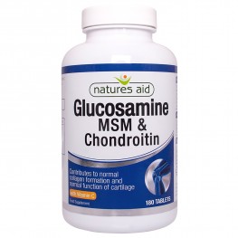Natures Aid Glucosamine 500mg, Msm 500mg + Chondroitin 100mg (With Vit C)