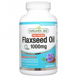 Natures Aid Flaxseed Oil 1000mg (Suitable For Vegetarians & Vegans) Cold Pressed (Omega 3, 6 + 9)