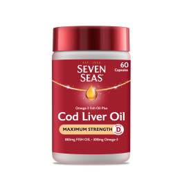 Seven Seas Cod Liver Oil Max Strength Omega-3 Fish Oil & Vitamin D, 60 Capsule