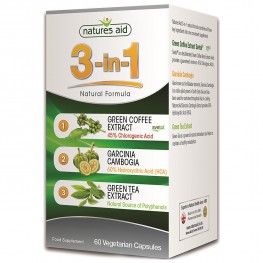 Natures Aid 3-IN-1 Natural Formula With Green Coffee (Svetol), Garcinia Cambogia And Green Tea