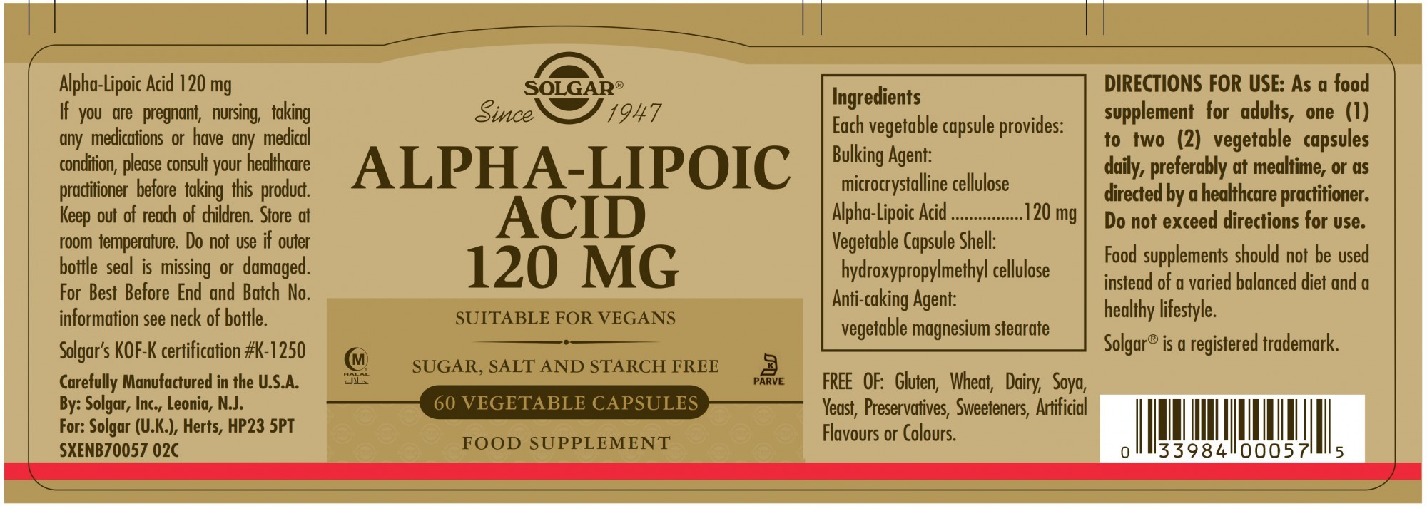 Solgar Alpha-Lipoic Acid 120 MG