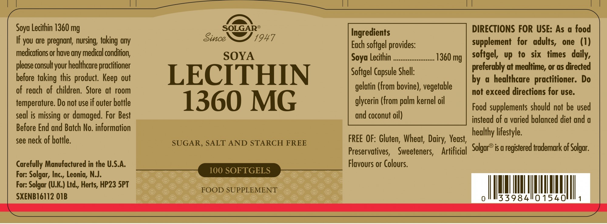 Solgar Soya Lecithin 1360 MG