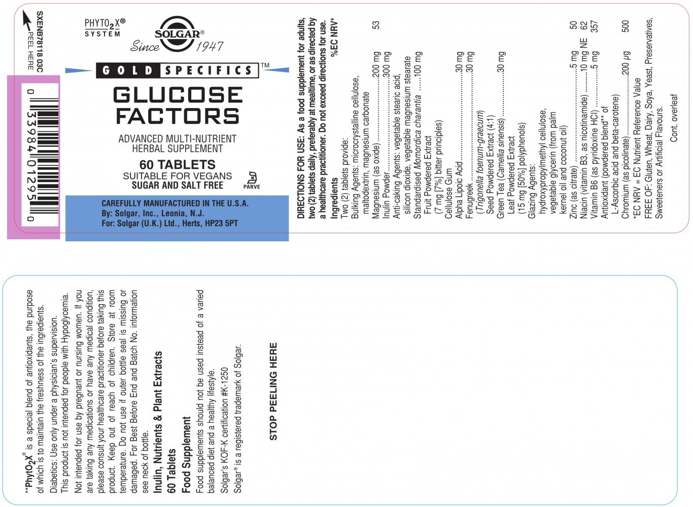 Solgar Gold Specifics™ Glucose Factors