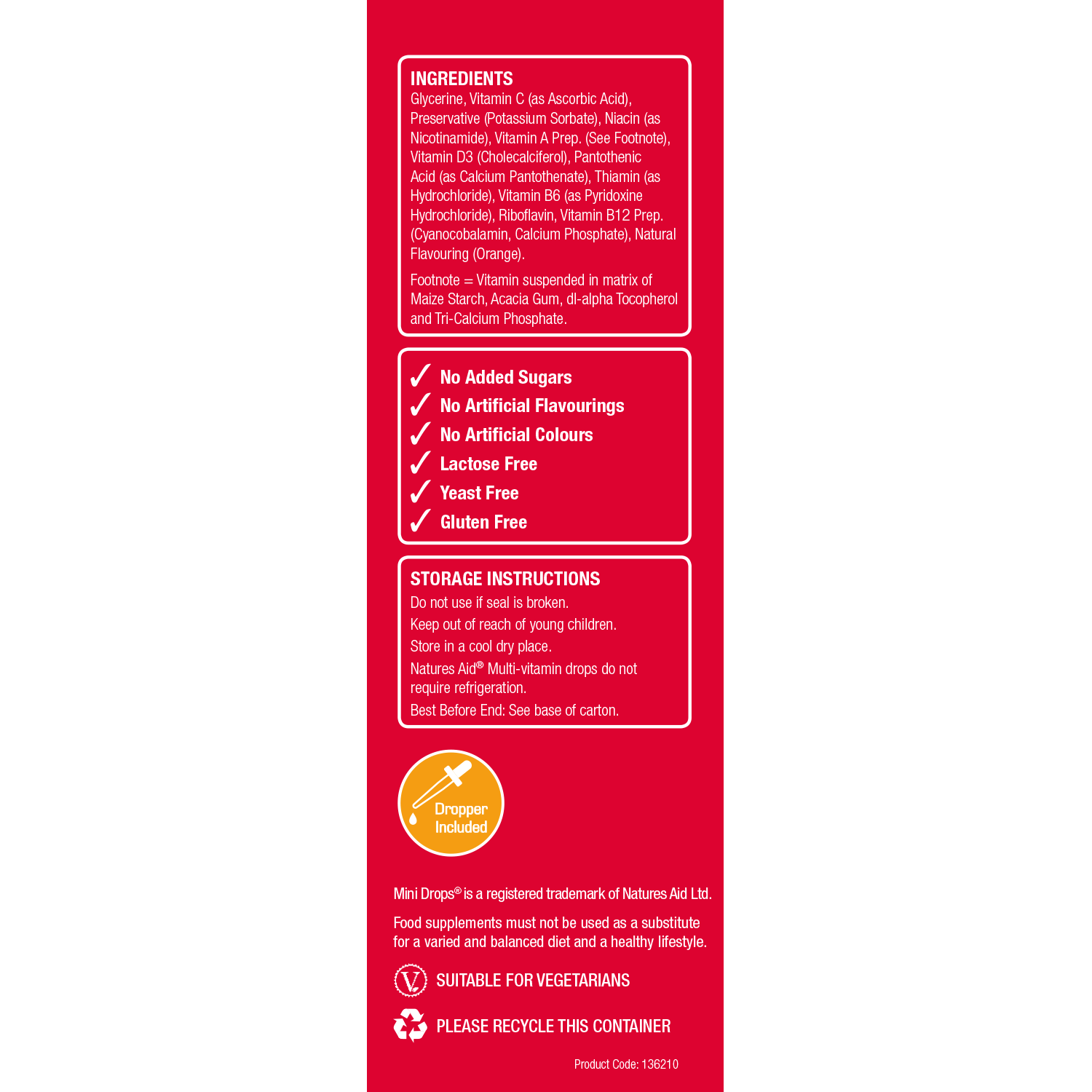 Natures Aid (3 Months-5 Years) Multi-Vitamin Mini Drops For Infants & Children