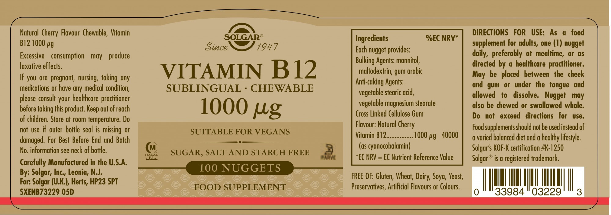 Solgar Vitamin B12 1000 µg Nuggets