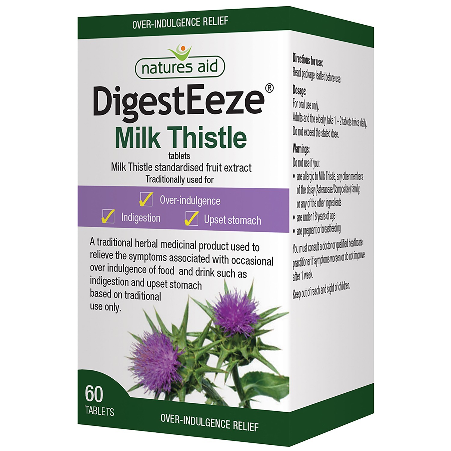 Natures Aid Digesteeze 150mg (Equivalent 2750mg - 6600mg Milk Thistle)