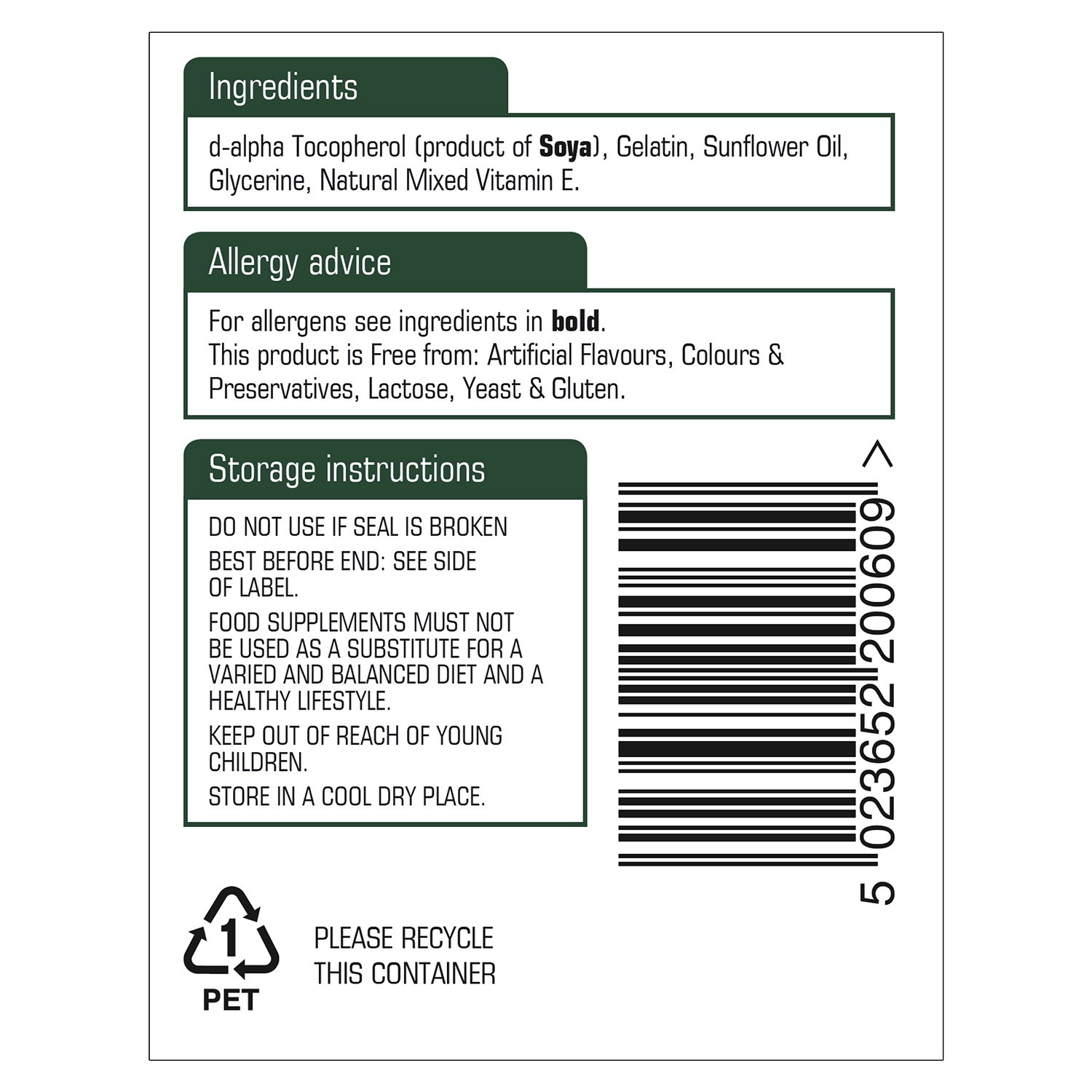 Natures Aid Vitamin E 200iu Natural Form