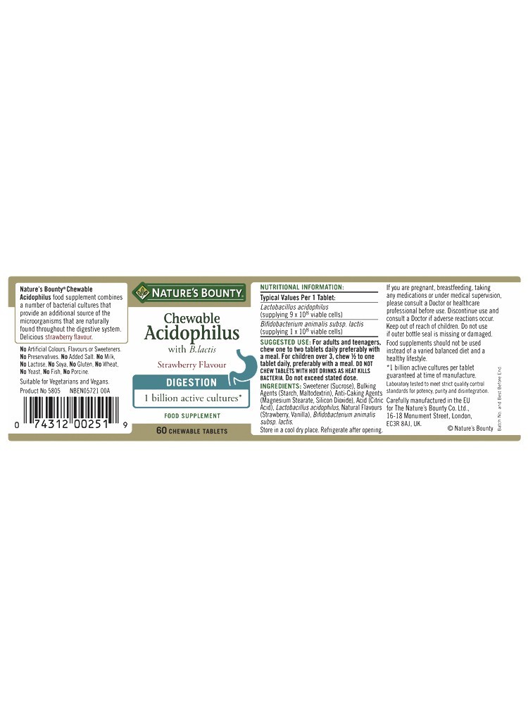 Nature'S Bounty Chewable Acidophilus With B.lactis