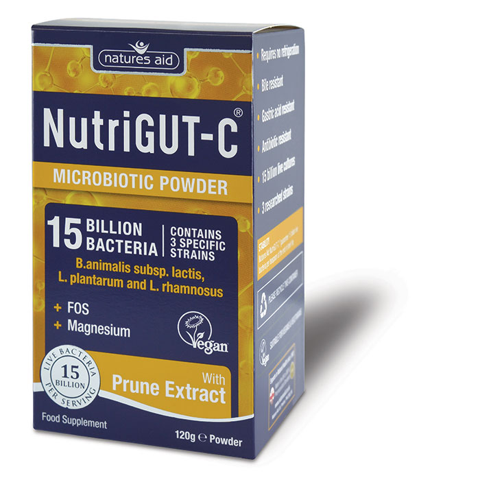 Natures Aid Nutrigut-C (15 Billion Bacteria) With Calcium, Inulin, Prune & Magnesium