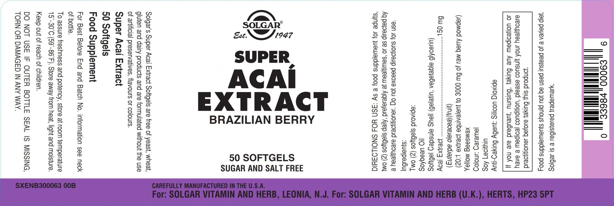 Solgar Super Acai Extract 150 MG