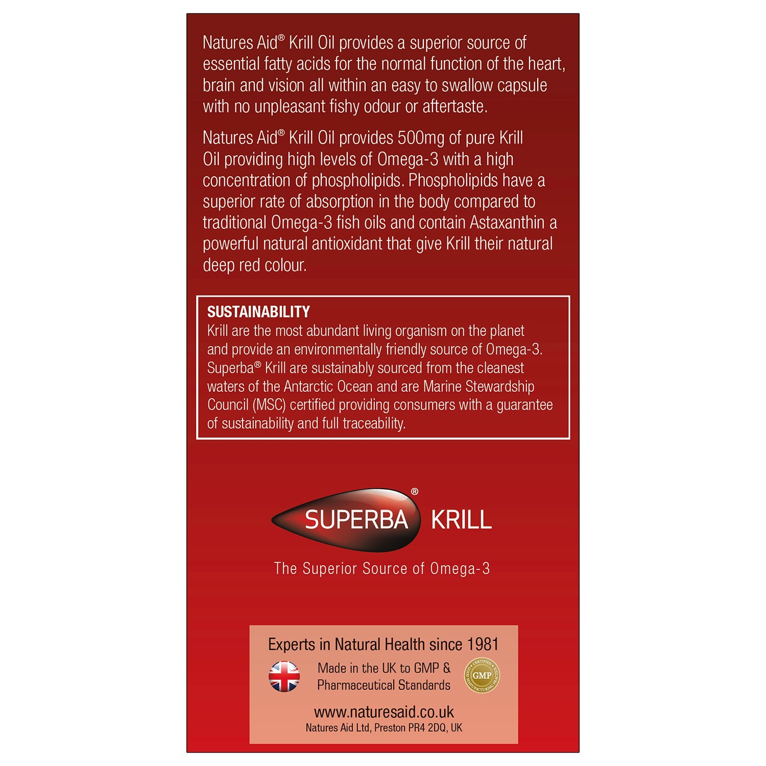 Natures Aid Antarctic Superba Krill Oil 500mg (Omega-3)
