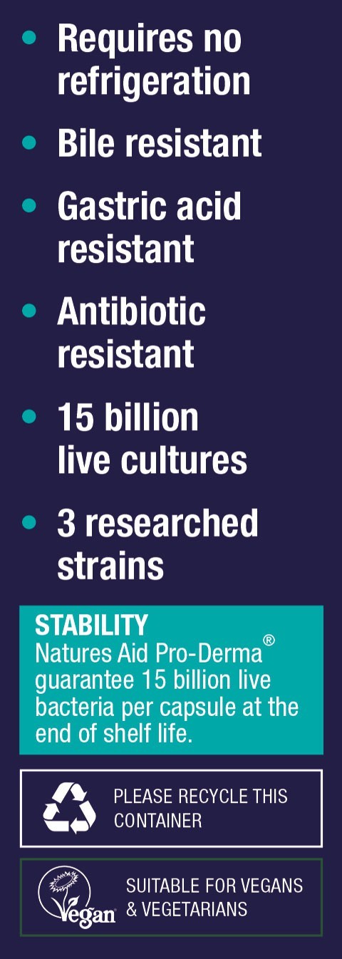 Natures Aid Pro-Derma (15 Billion Bacteria) With Choline, Chromium, Vitamin A, Copper & Zinc
