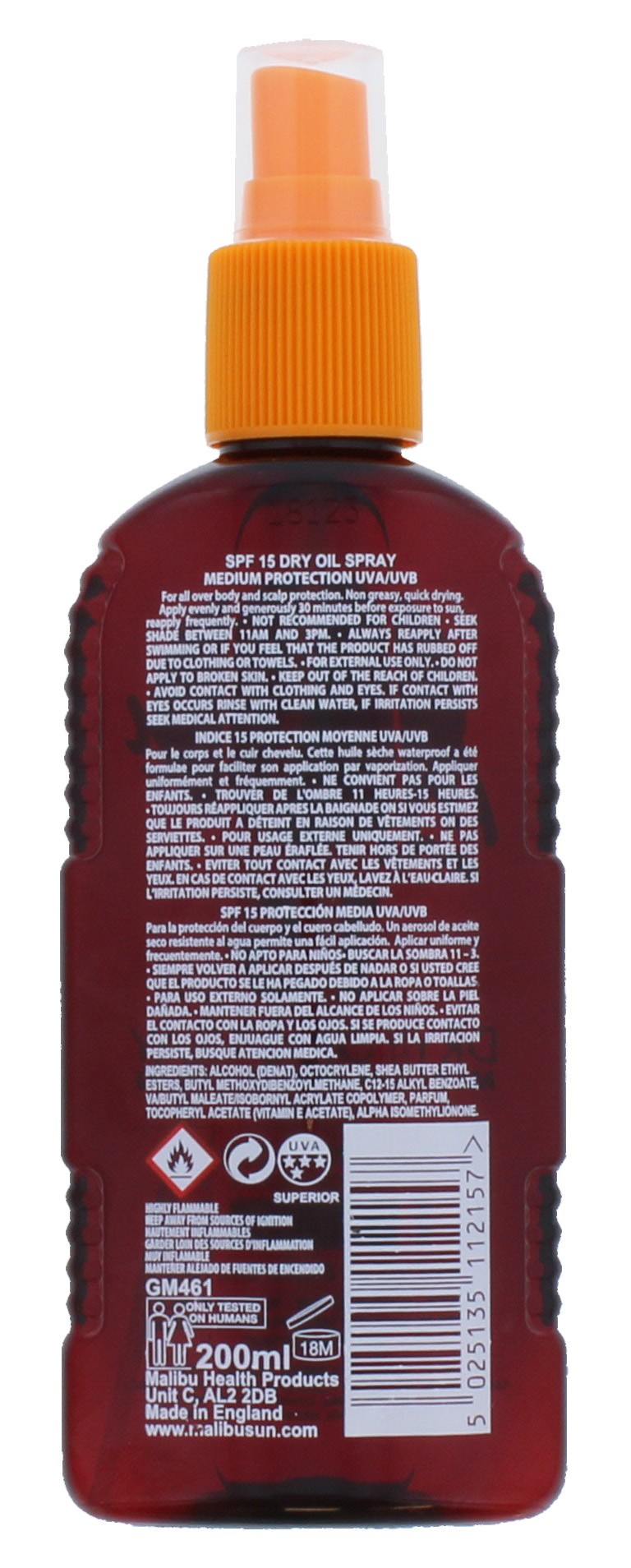 Malibu Spf 15 Dry Oil Spray