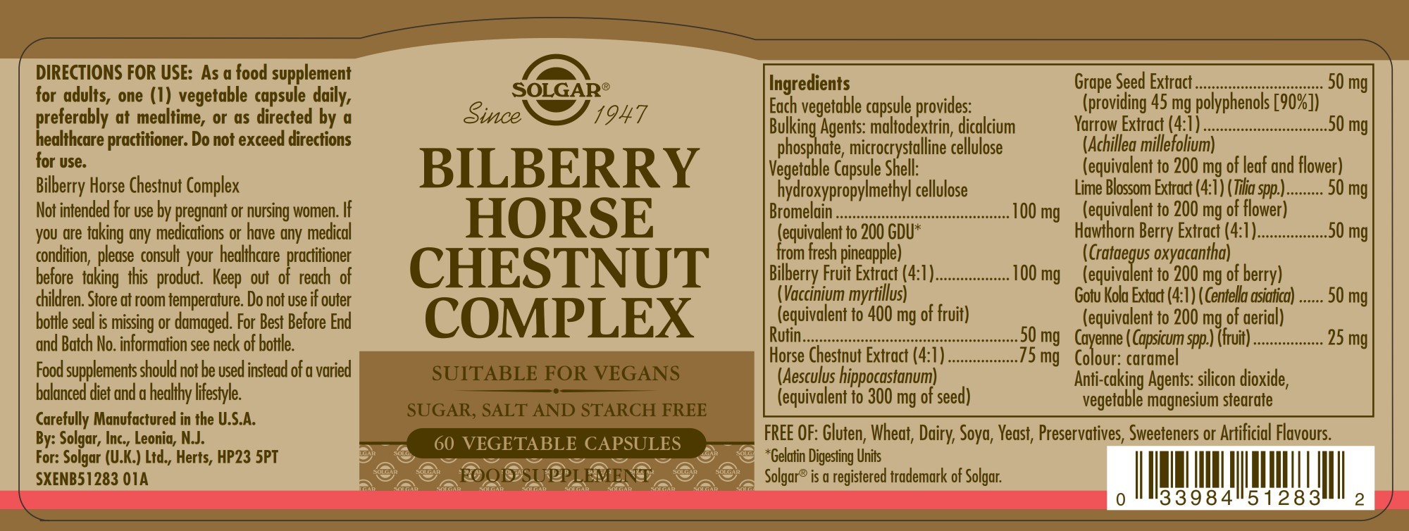 Solgar Bilberry Horse Chestnut Complex