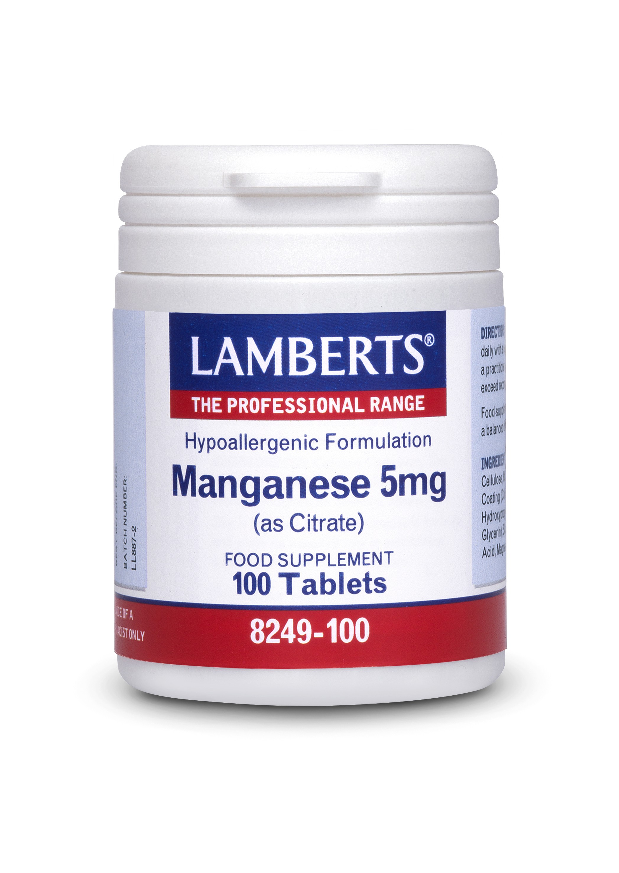 Lamberts Manganese 5mg (AS Citrate)