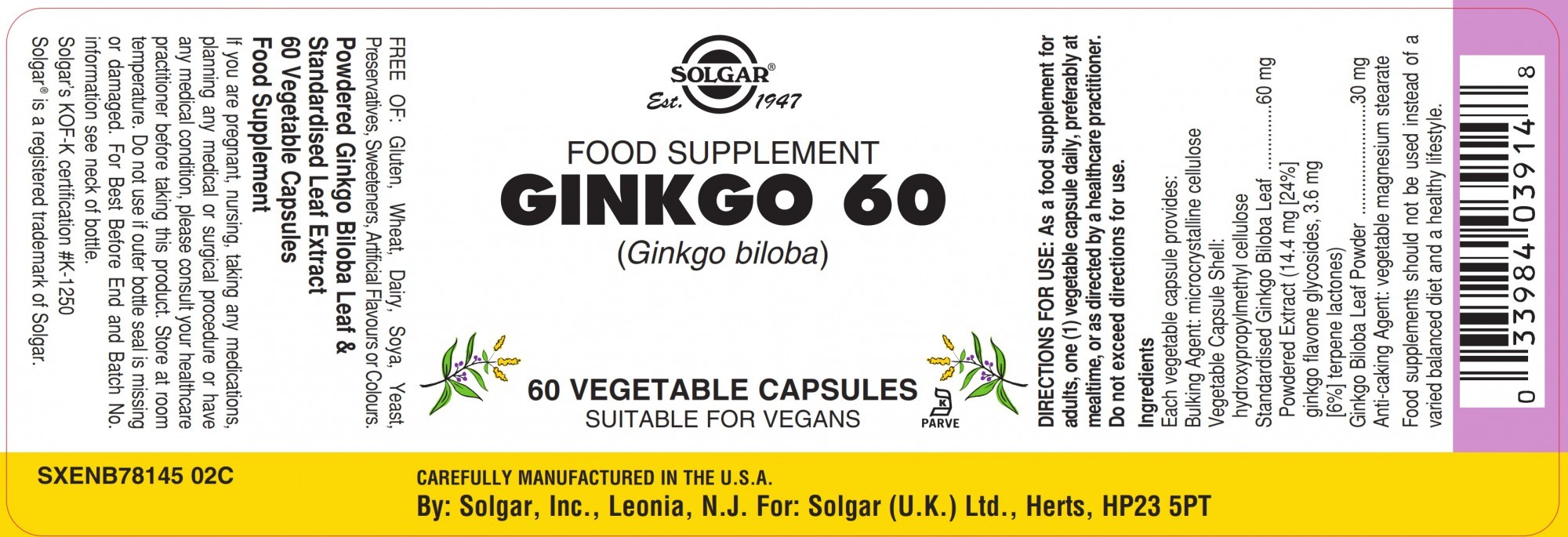 Solgar Ginkgo 60