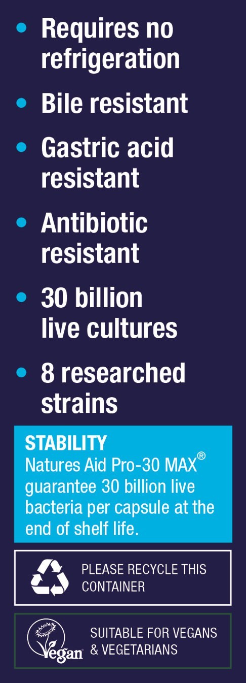 Natures Aid Pro-30 Max (30 Billion Bacteria) 8 Strain Complex