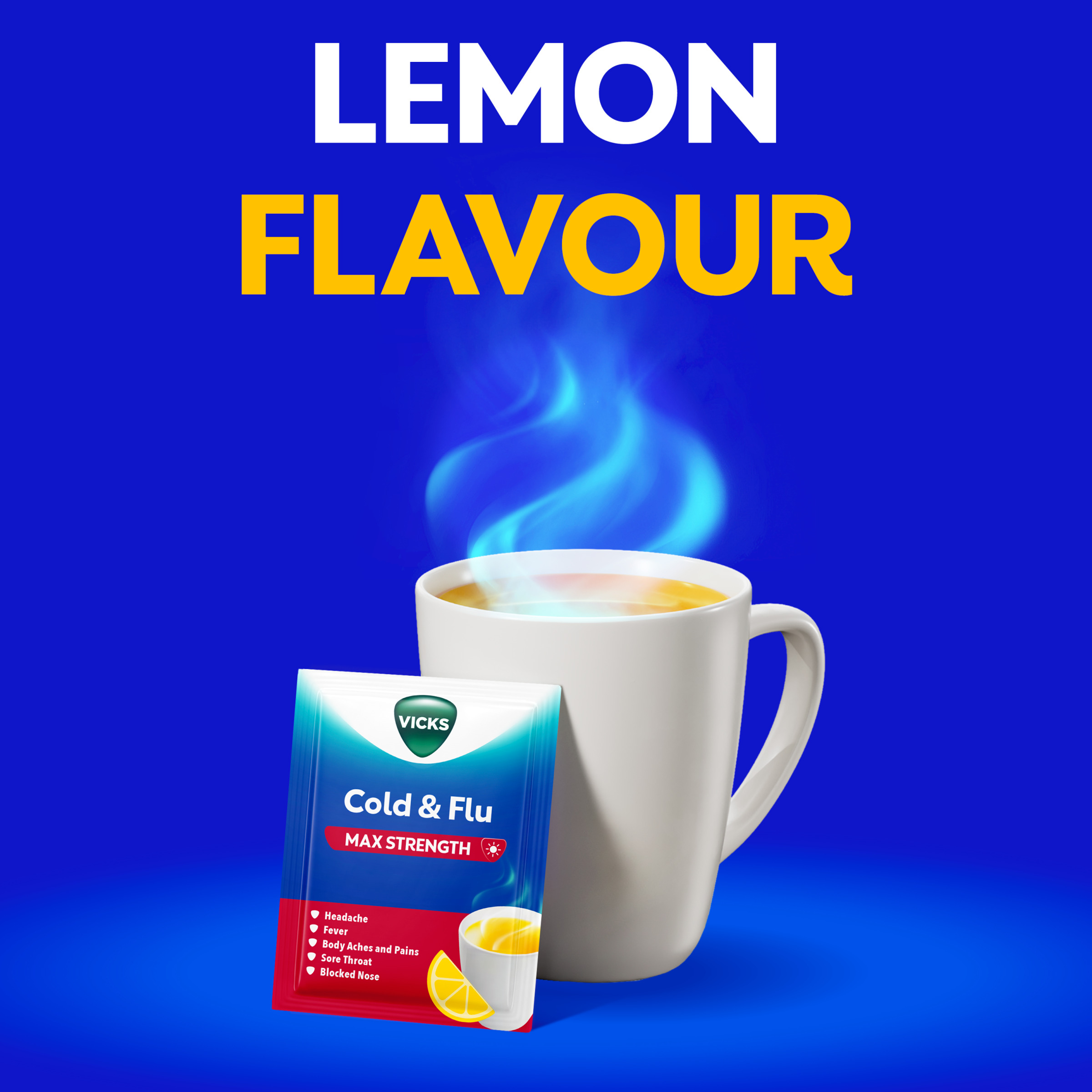 Vicks Cold & Flu Max Strength Lemon Hot Drink Sachets