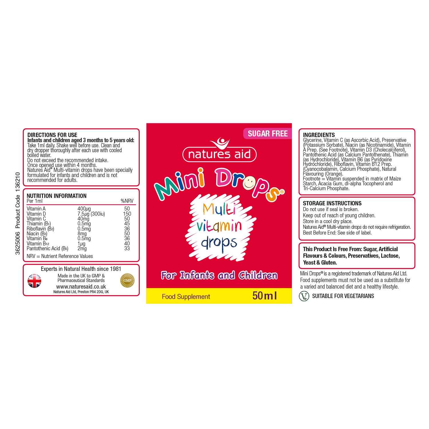 Natures Aid (3 Months-5 Years) Multi-Vitamin Mini Drops For Infants & Children