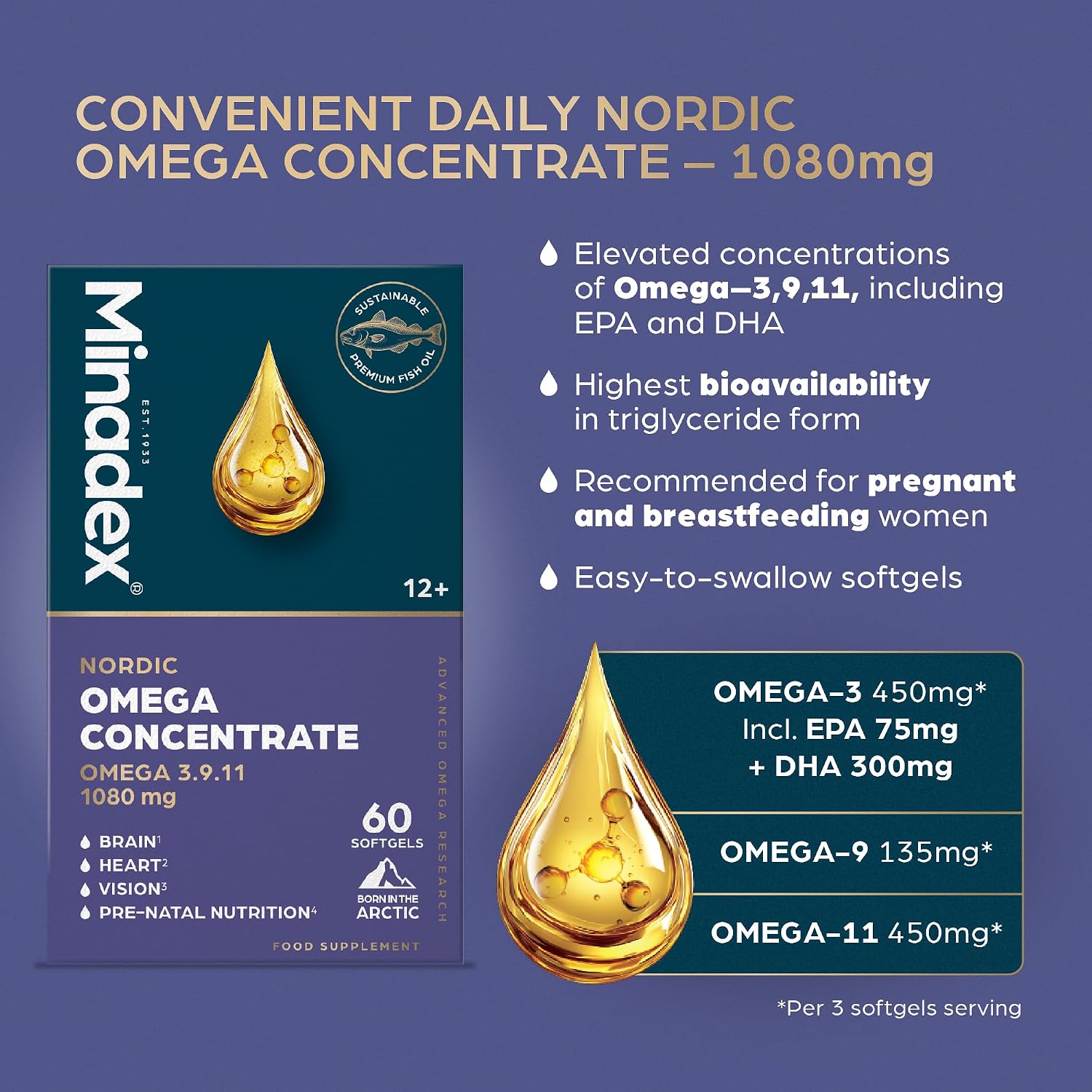 Minadex Nordic Omega Concentrate 60 Softgels