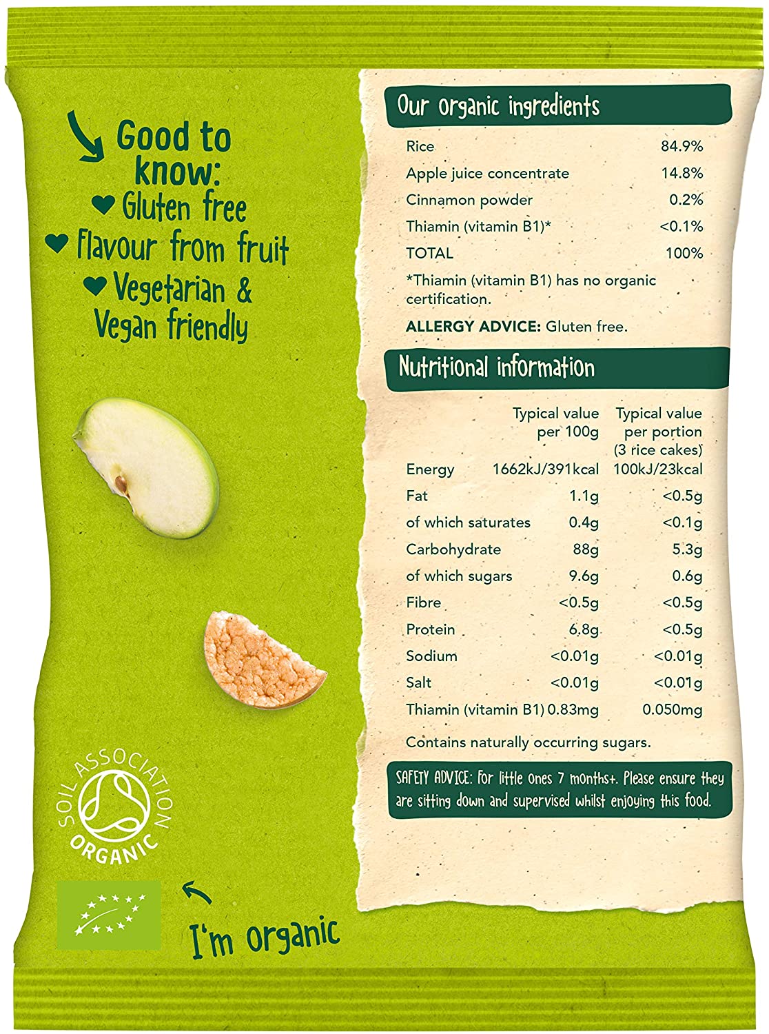 Organix Finger Foods Apple Rice Cakes Stage 2