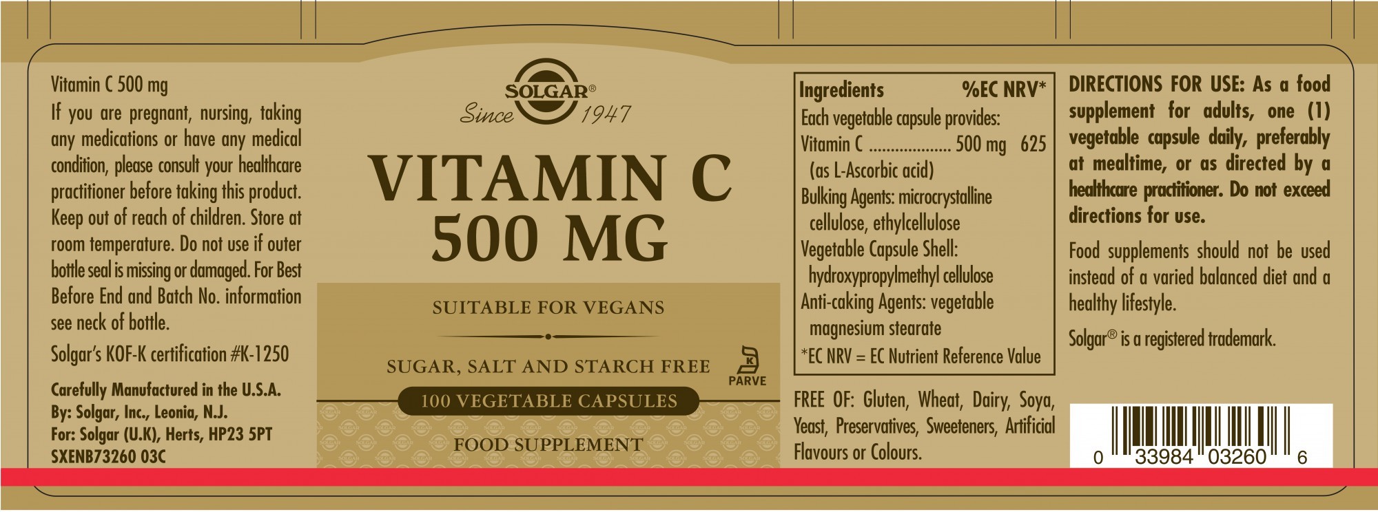 Solgar Vitamin C 500 MG