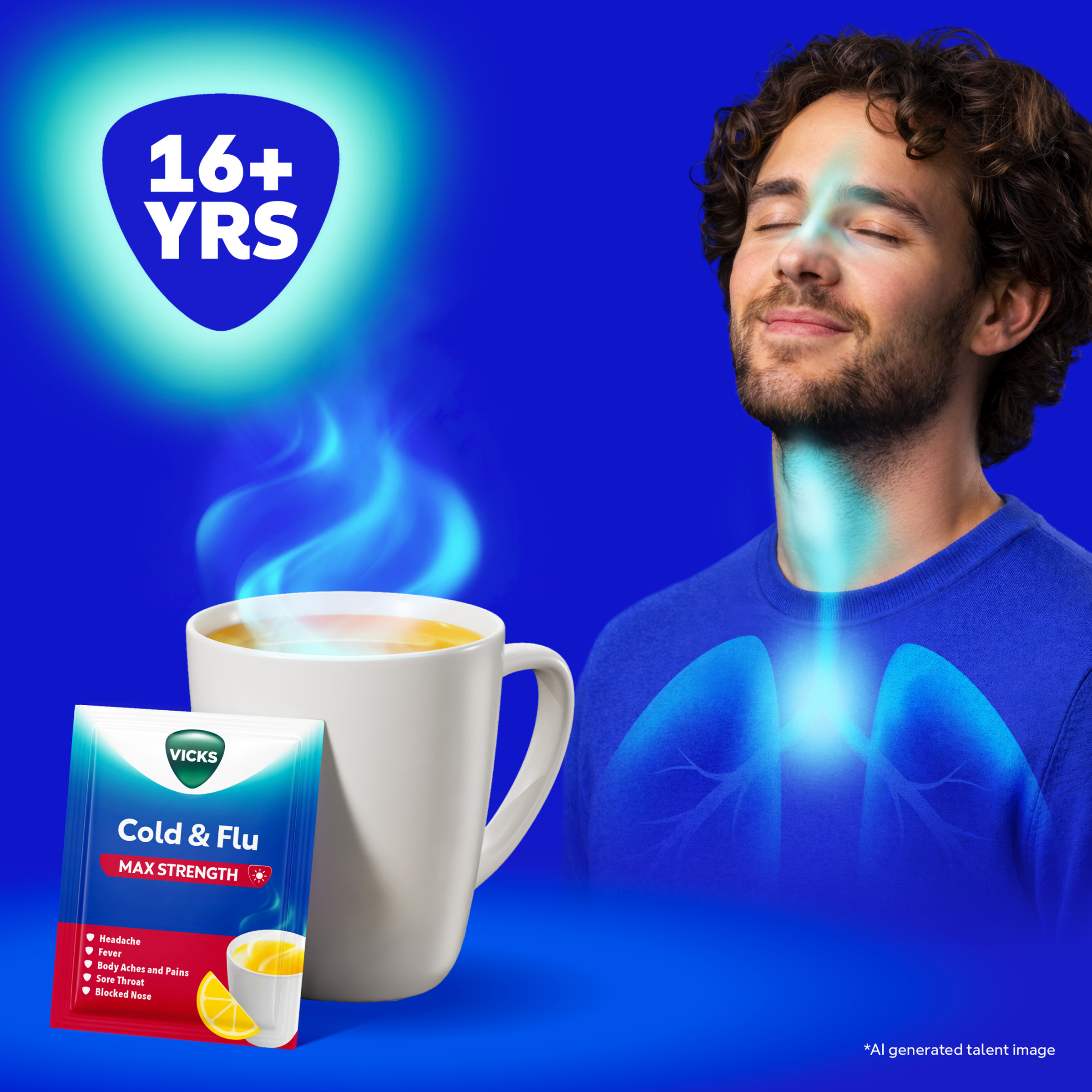 Vicks Cold & Flu Max Strength Lemon Hot Drink Sachets