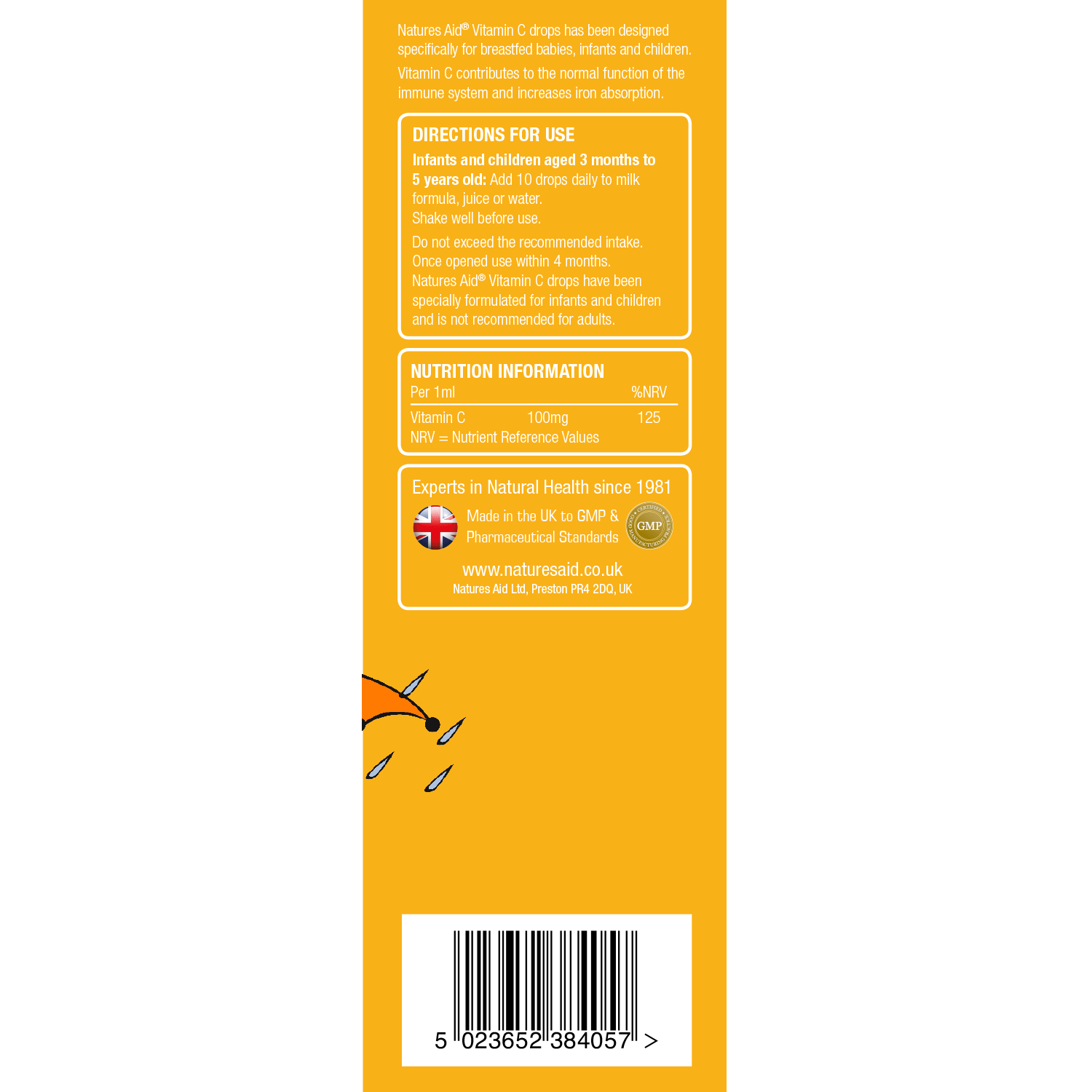 Natures Aid (3 Months-5 Years) Vitamin C 100mg Mini Drops For Infants & Children