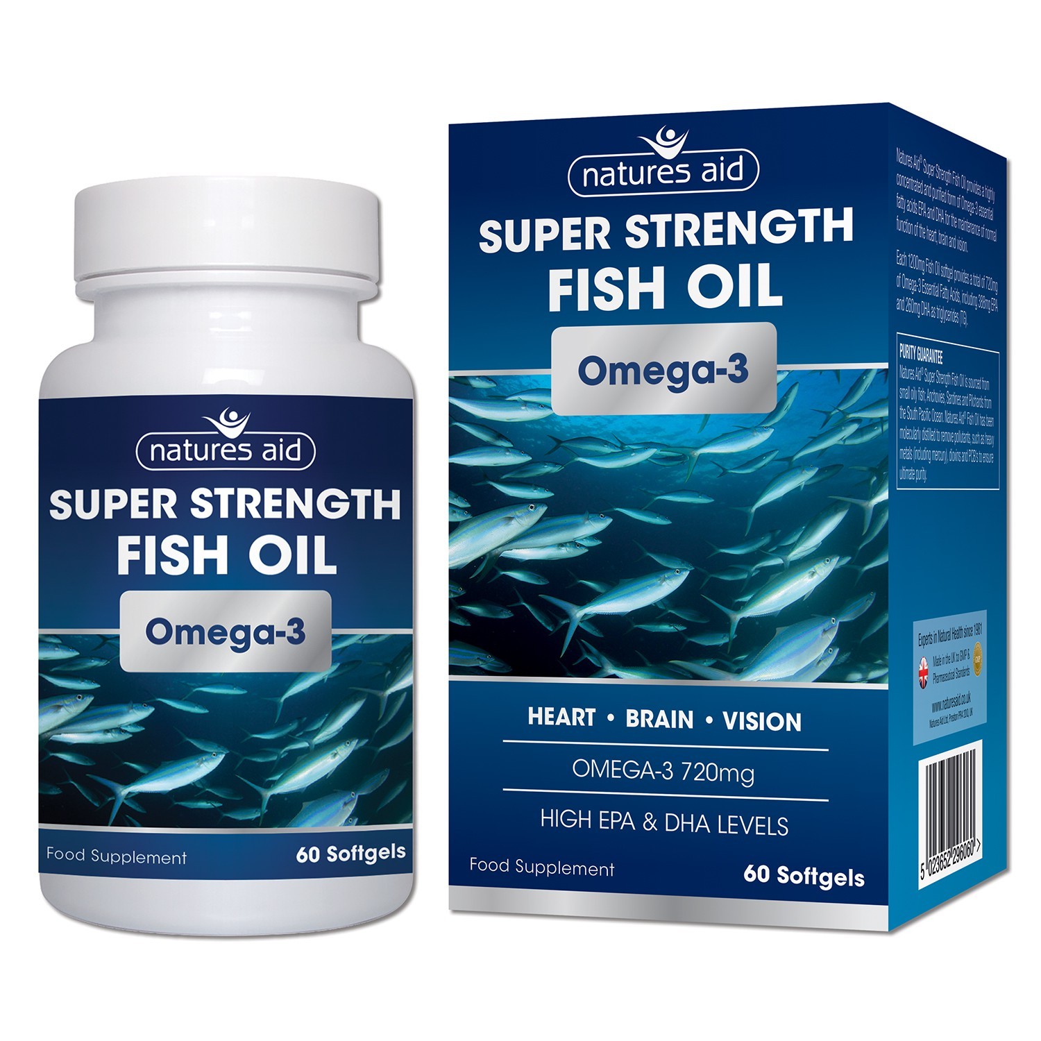 Natures Aid Super Strength Fish Oil (Omega 3) - Providing 720mg OF Omega 3 Fatty Acids