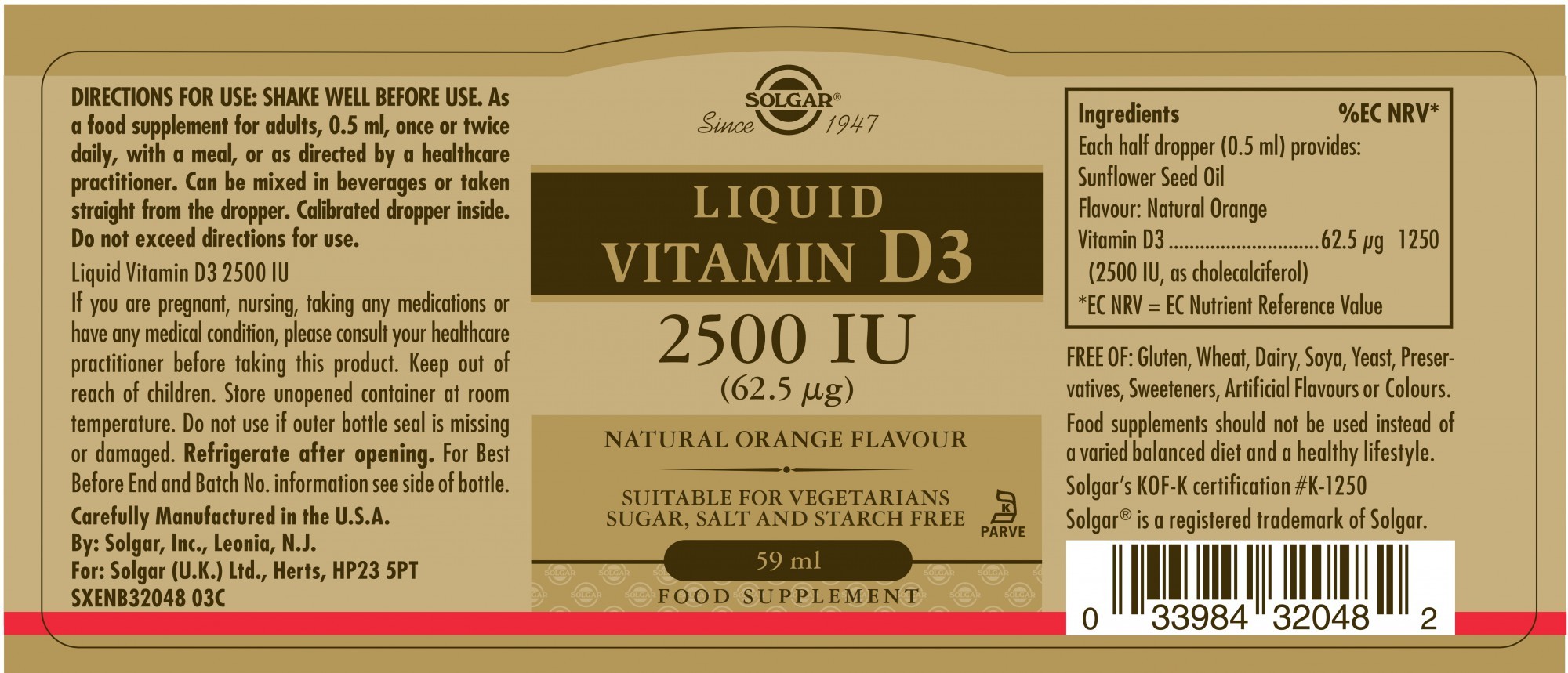 Solgar Vitamin D3 2500 IU (62.5 µg) Liquid